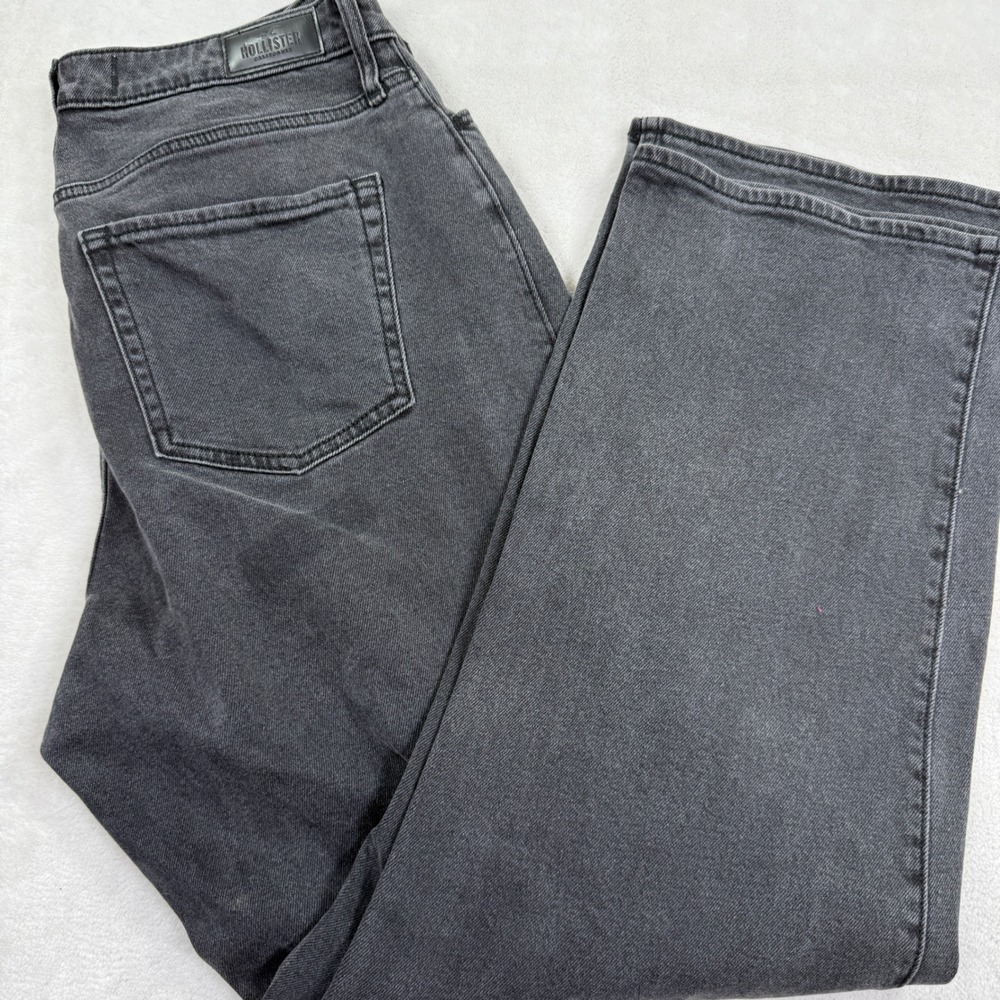 Hollister Curvy Ultra High-Rise Dad Jeans Black Distressed Ripped 13S W31 L29